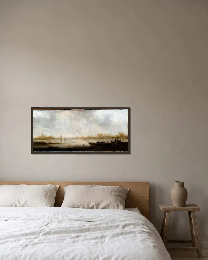 River Landscape av Aelbert Cuyp inramad på en vägg