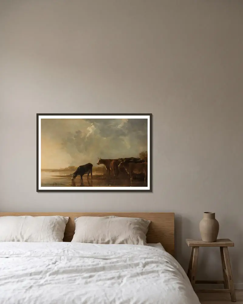 Pejzaż rzeczny z krowami, Aelbert Cuyp w ramie na ścianie