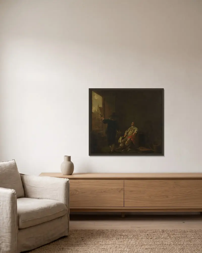 Att smaka på vinet av Aelbert Cuyp inramad på en vägg