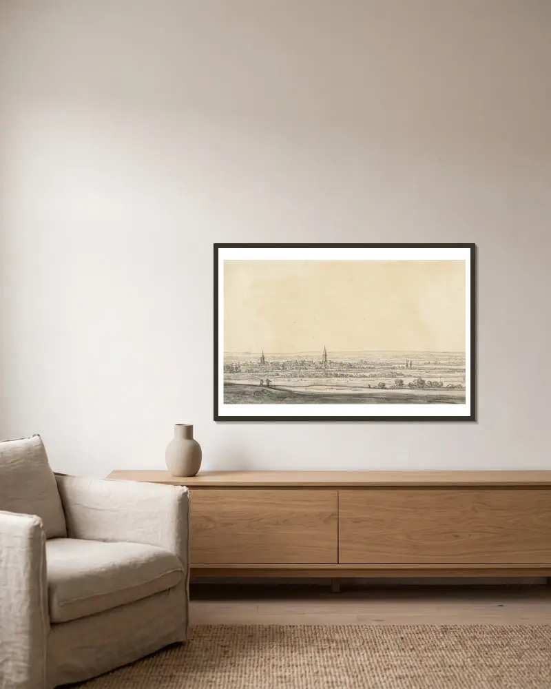 Blick über das Rheintal von Aelbert Cuyp gerahmt an einer Wand