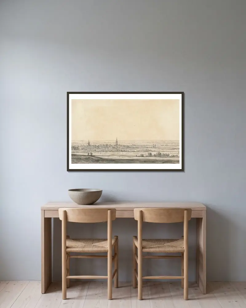 Blick über das Rheintal von Aelbert Cuyp gerahmt an einer Wand