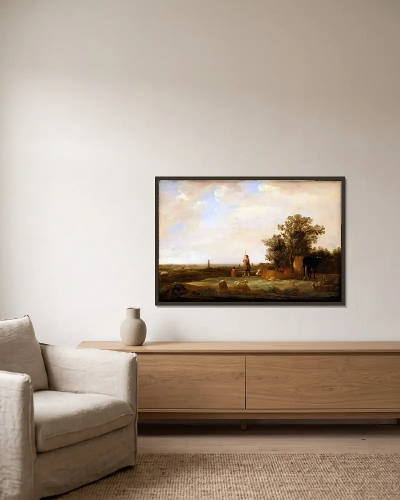 Blick auf eine Ebene von Aelbert Cuyp gerahmt an einer Wand