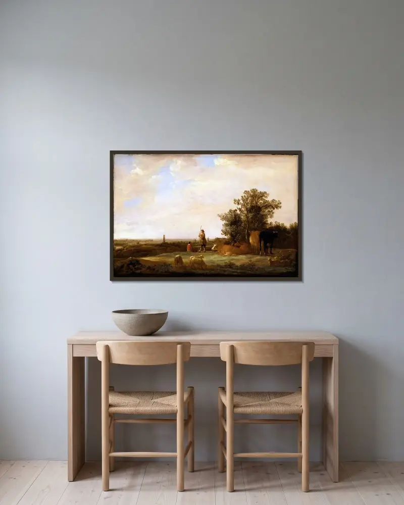 Blick auf eine Ebene von Aelbert Cuyp gerahmt an einer Wand