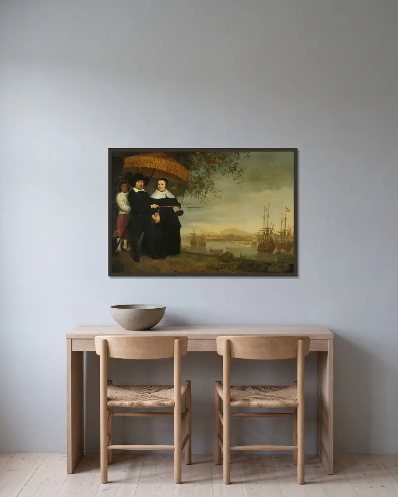 VOC Senior Merchant av Aelbert Cuyp inramad på en vägg