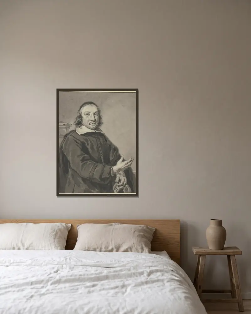 Brustbild eines Mannes nach rechts av Aert Schouman inramad på en vägg