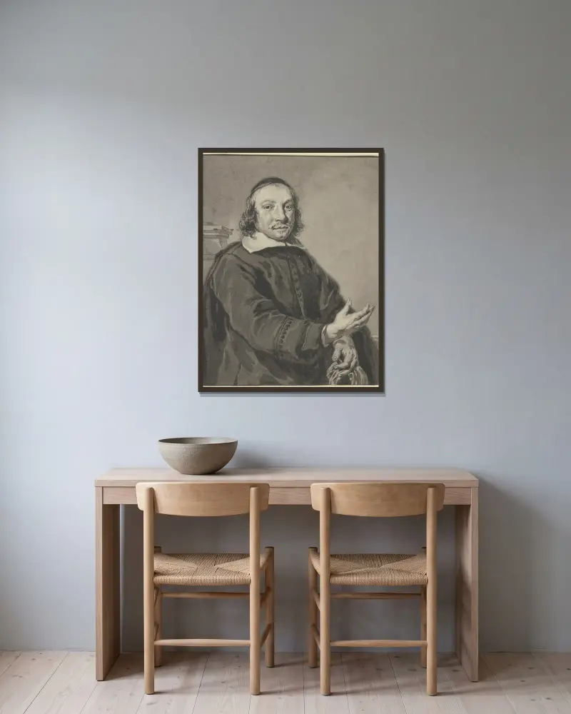 Brustbild eines Mannes nach rechts av Aert Schouman inramad på en vägg