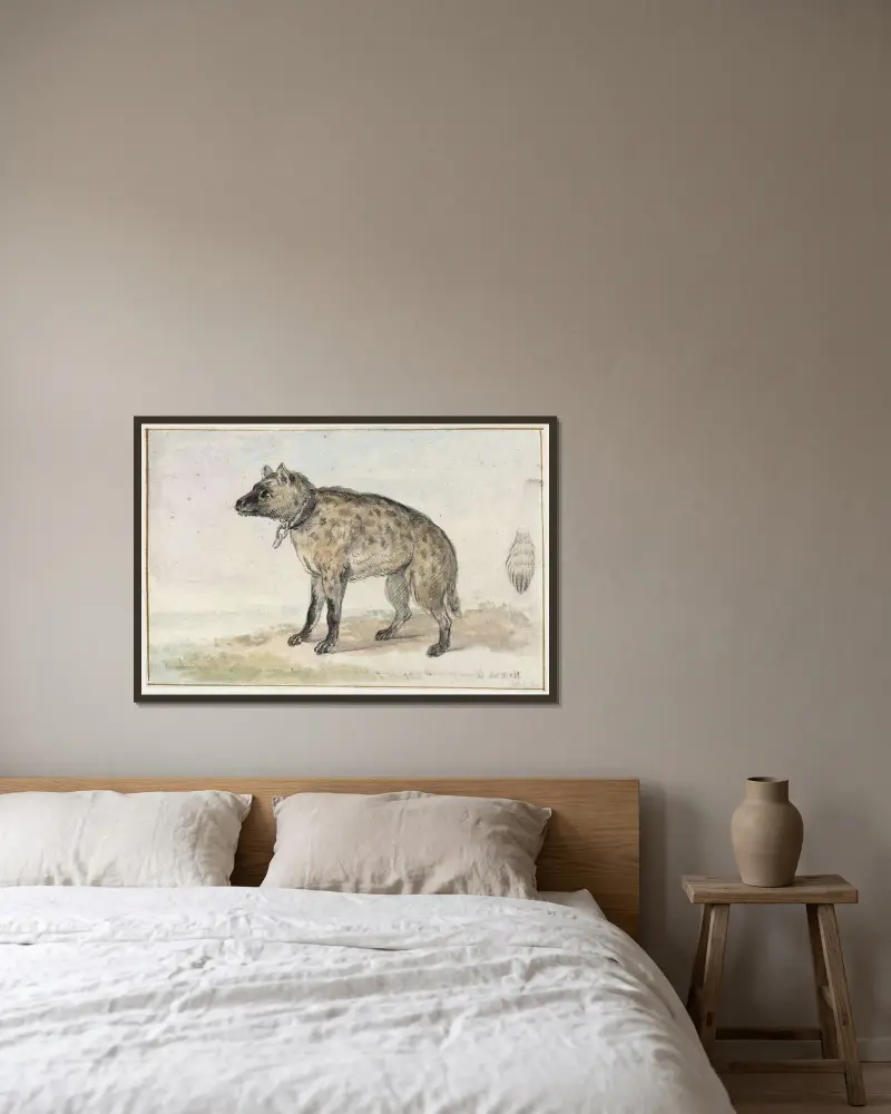 Fläckig hyena av Aert Schouman inramad på en vägg