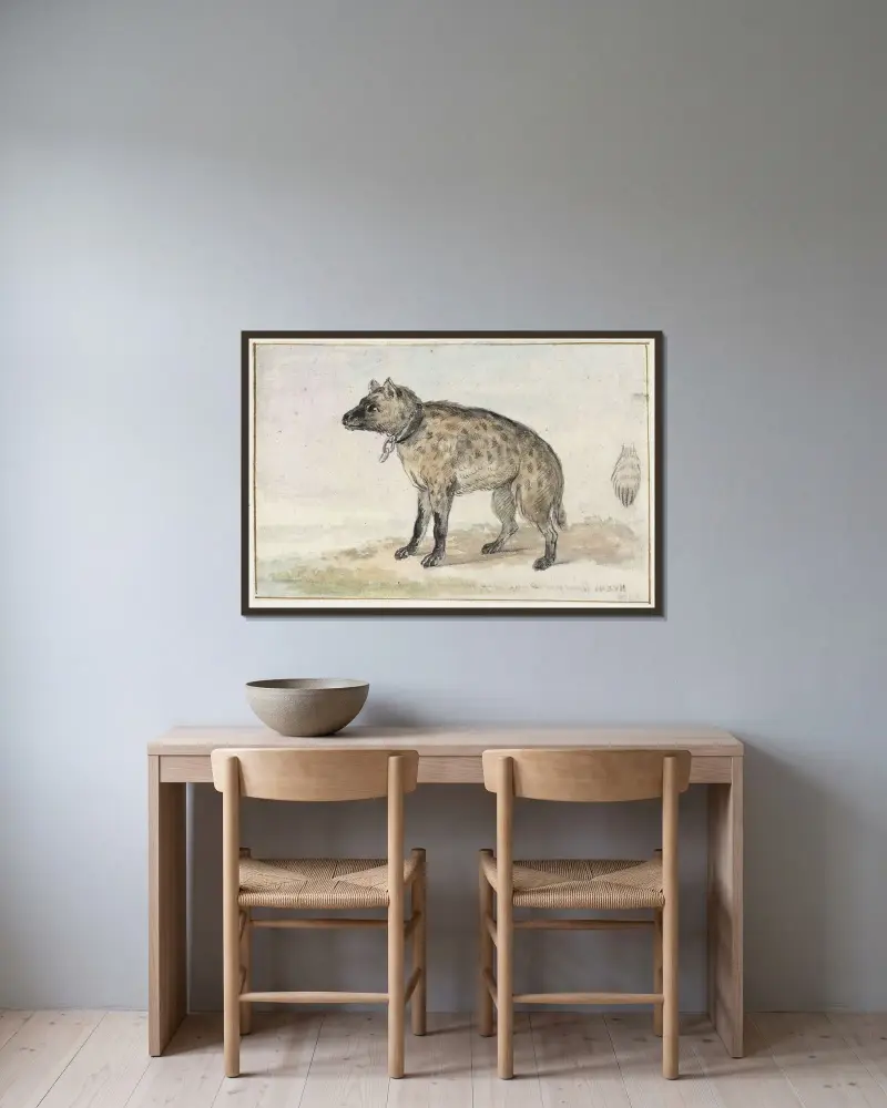 Fläckig hyena av Aert Schouman inramad på en vägg