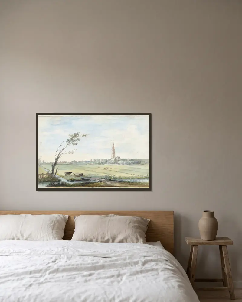 Das Dorf 's-Gravezande von Aert Schouman gerahmt an einer Wand