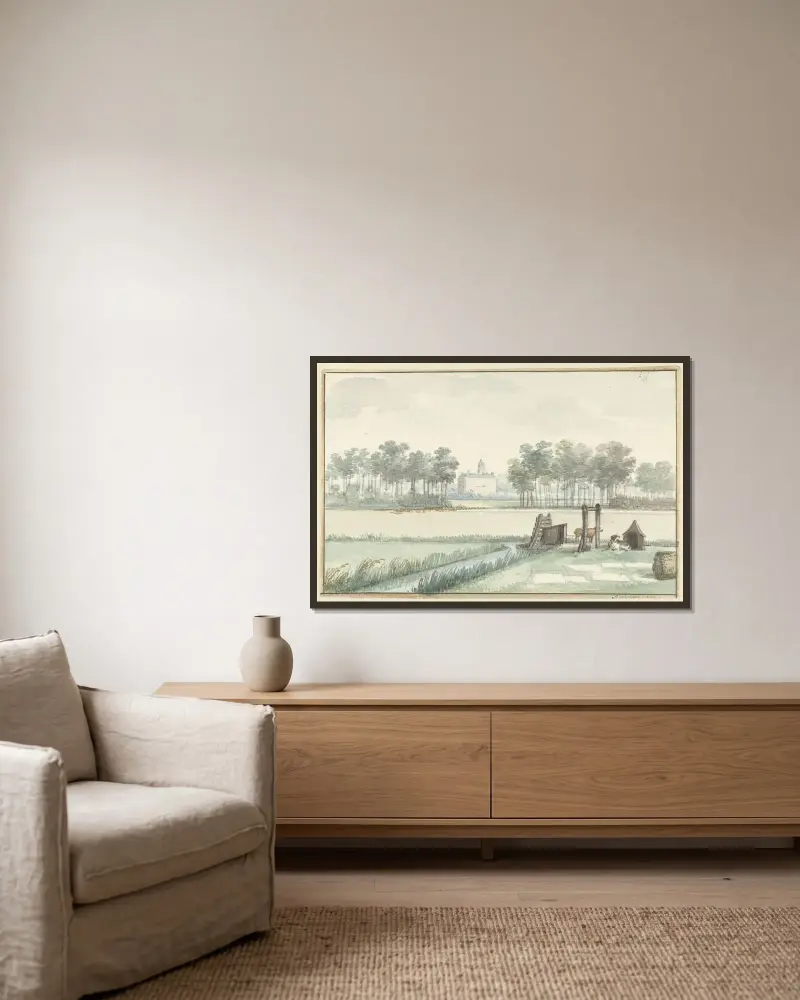 Slottet Ter Hooge på Walcheren av Aert Schouman inramad på en vägg