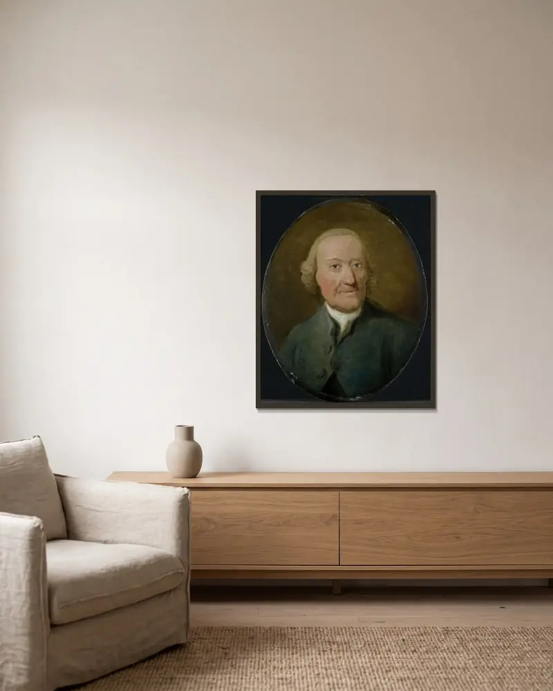 Selbstporträt von Aert Schouman gerahmt an einer Wand