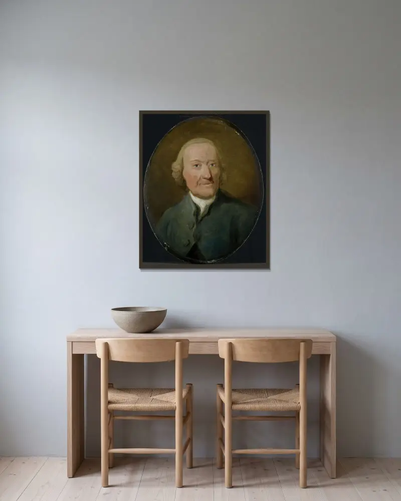 Selbstporträt von Aert Schouman gerahmt an einer Wand