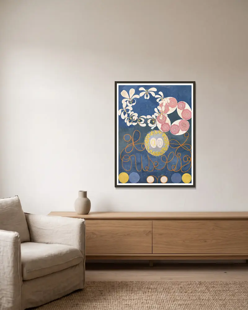 Kindheitsgruppe IV von Hilma af Klint gerahmt an einer Wand
