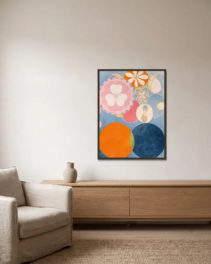De tio största, nr 2, Barndomen av Hilma af Klint inramad på en vägg