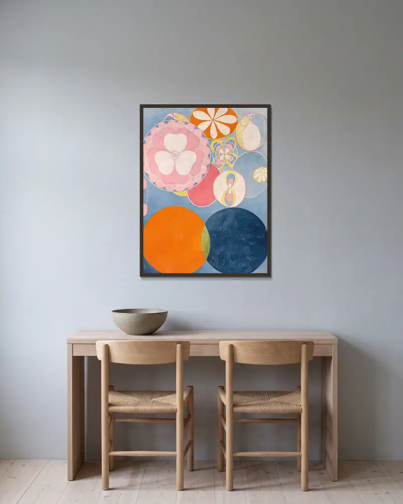 De tio största, nr 2, Barndomen av Hilma af Klint inramad på en vägg