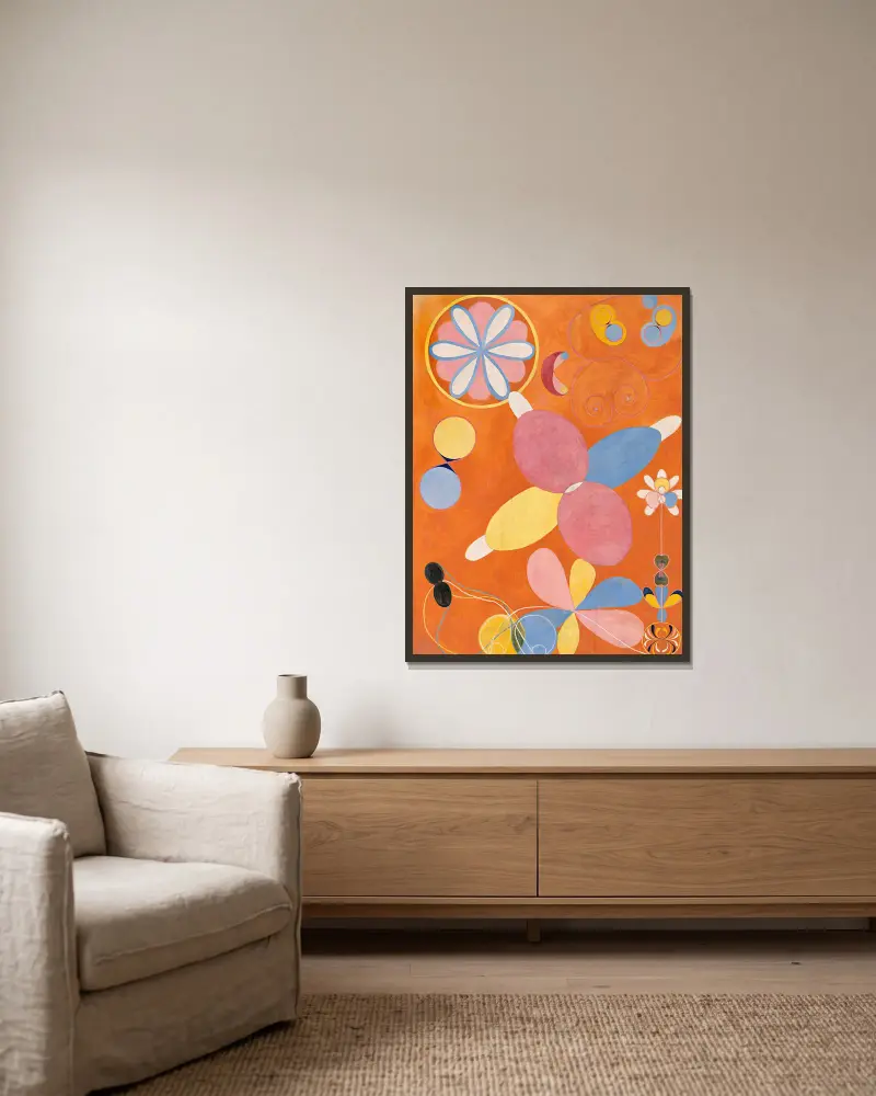 De tio största, nr 4, Ungdom av Hilma af Klint inramad på en vägg
