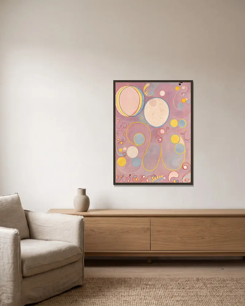 Die Zehn Größten, Nr. 8, Erwachsenenalter von Hilma af Klint gerahmt an einer Wand