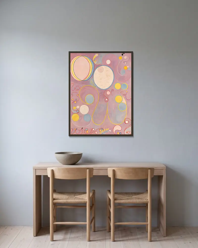 Die Zehn Größten, Nr. 8, Erwachsenenalter von Hilma af Klint gerahmt an einer Wand