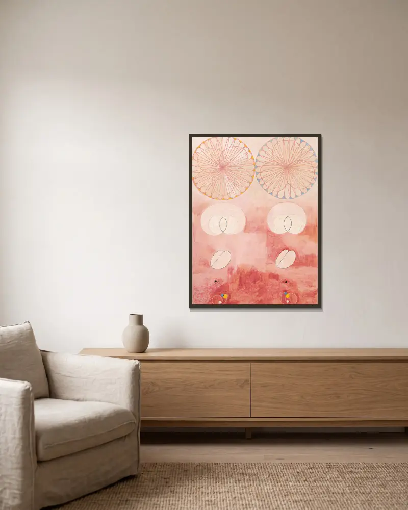 Die Zehn Größten, Nr. 9, Alter von Hilma af Klint gerahmt an einer Wand