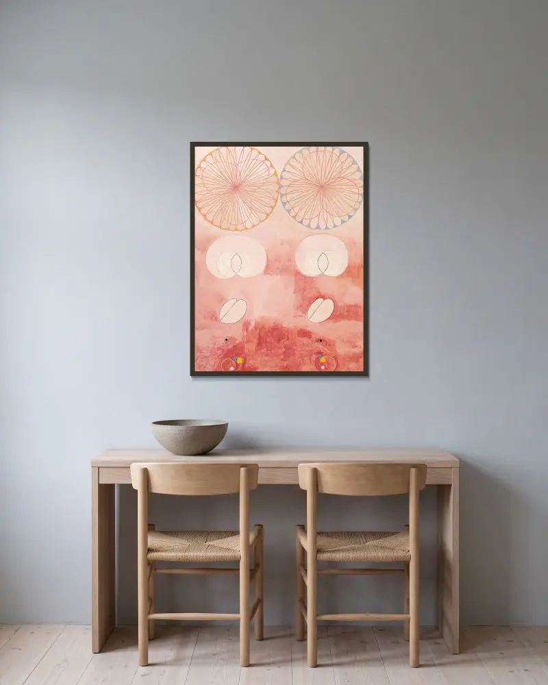 Die Zehn Größten, Nr. 9, Alter von Hilma af Klint gerahmt an einer Wand