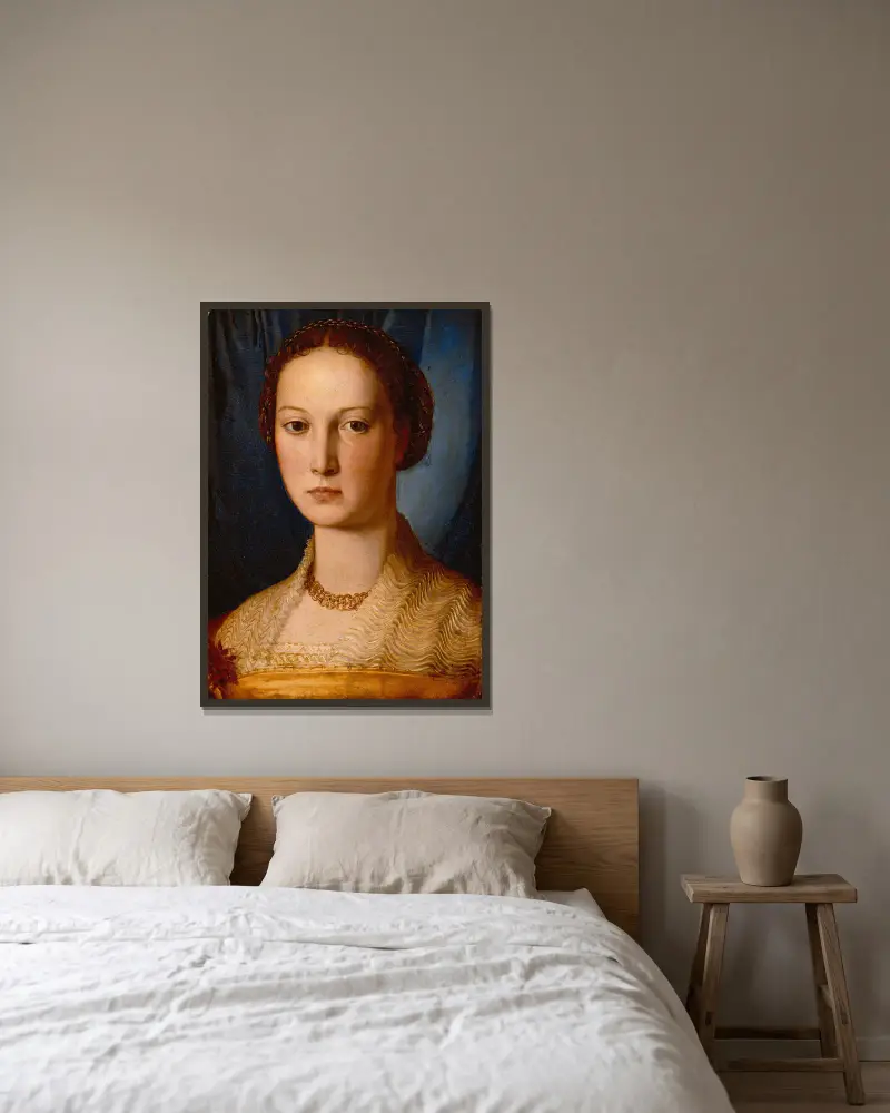Costanza Da Sommaia av Agnolo Bronzino inramad på en vägg