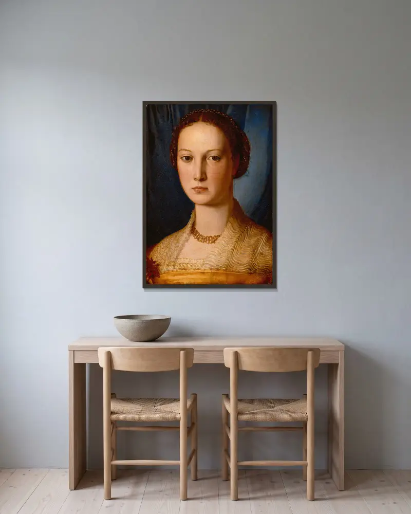 Costanza Da Sommaia av Agnolo Bronzino inramad på en vägg