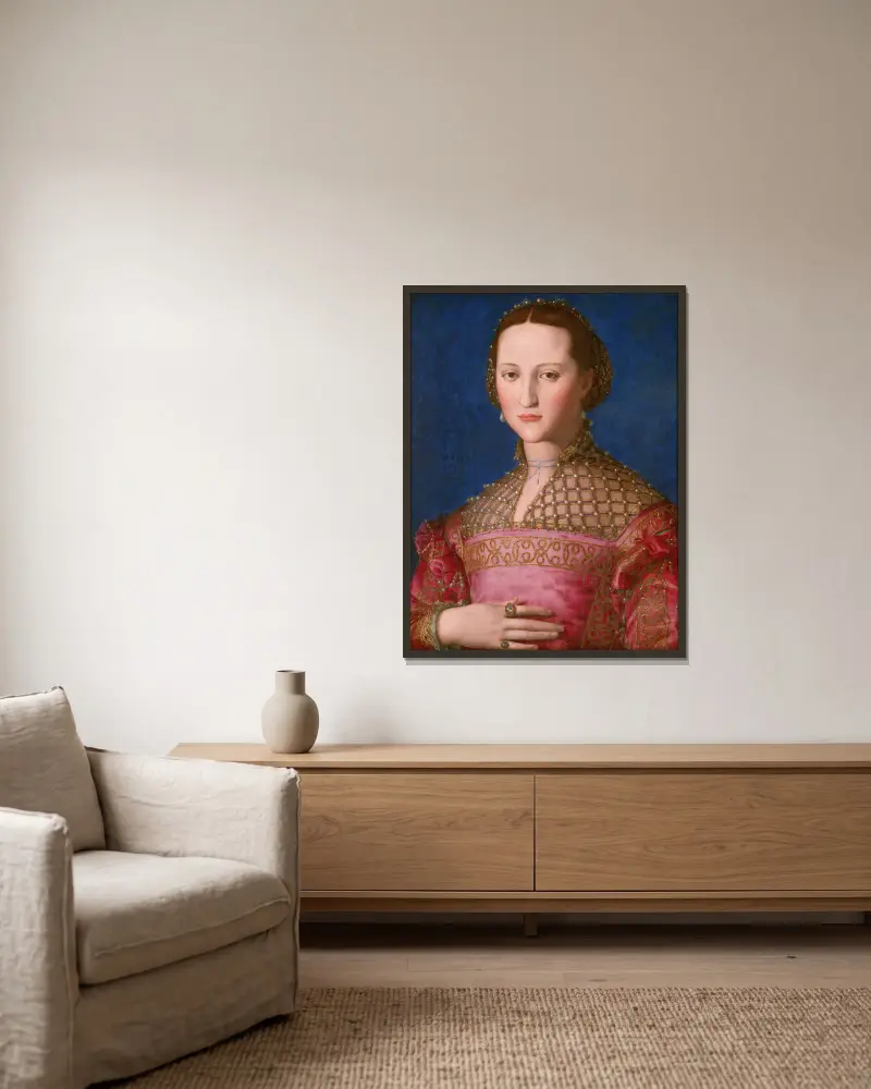 Eleonora Of Toledo av Agnolo Bronzino inramad på en vägg