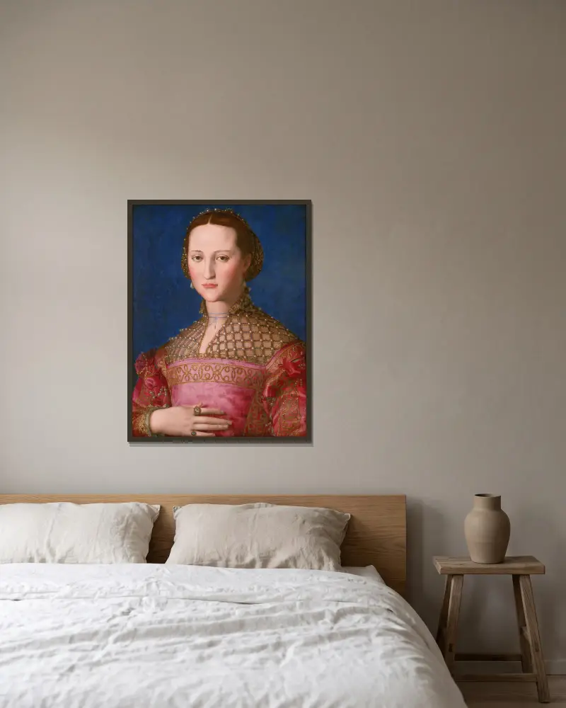 Eleonora Of Toledo av Agnolo Bronzino inramad på en vägg