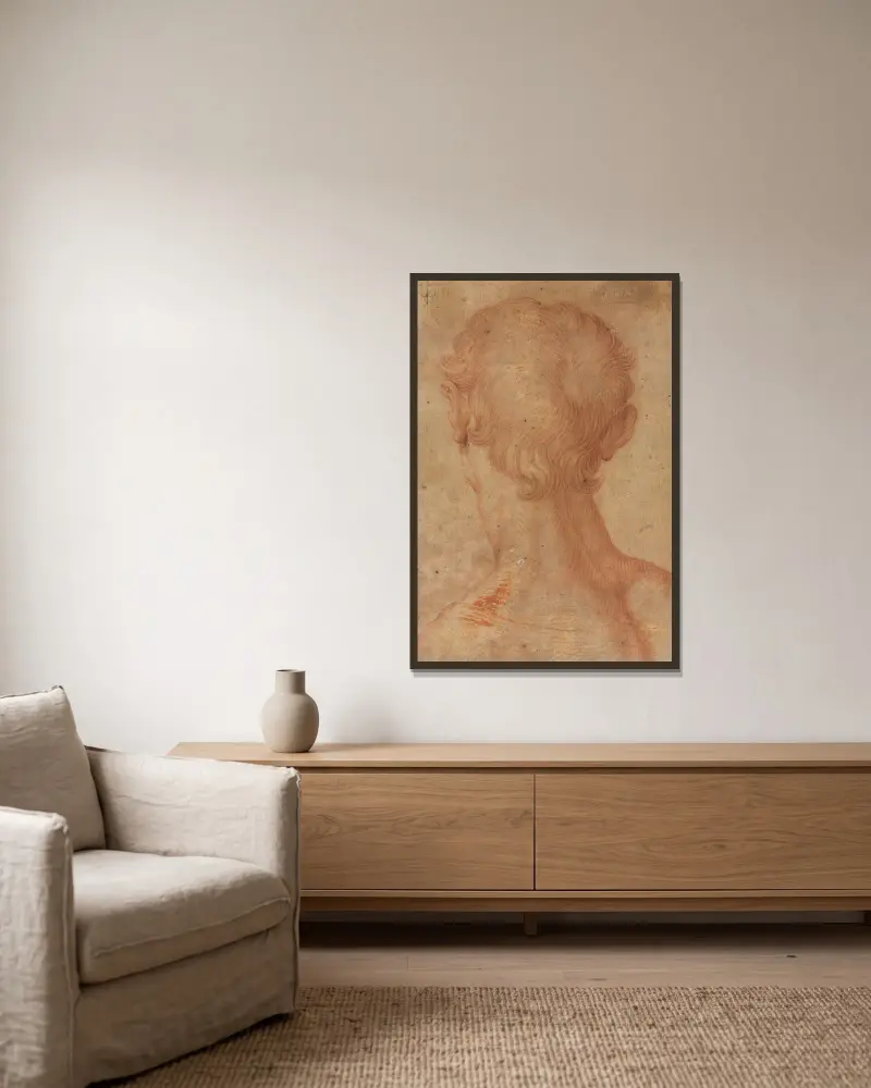 Männerkopf von hinten von Agnolo Bronzino gerahmt an einer Wand