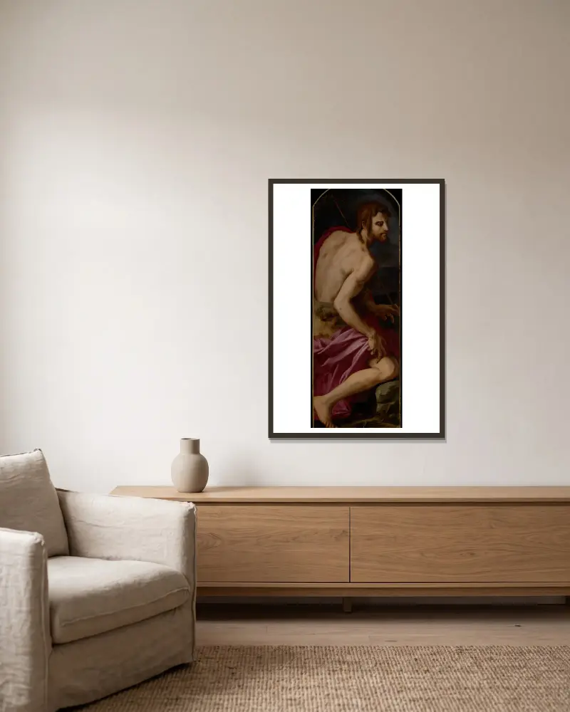 Johannes der Täufer von Agnolo Bronzino gerahmt an einer Wand