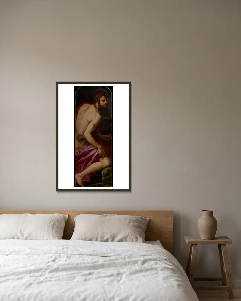 Johannes der Täufer von Agnolo Bronzino gerahmt an einer Wand