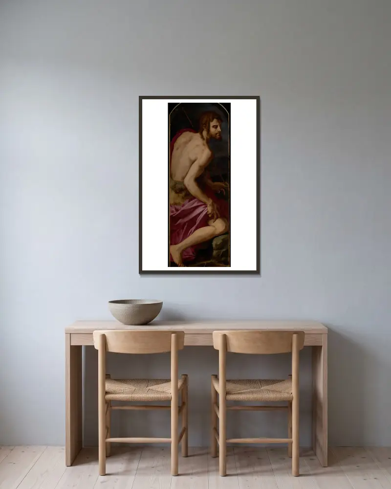 Johannes der Täufer von Agnolo Bronzino gerahmt an einer Wand