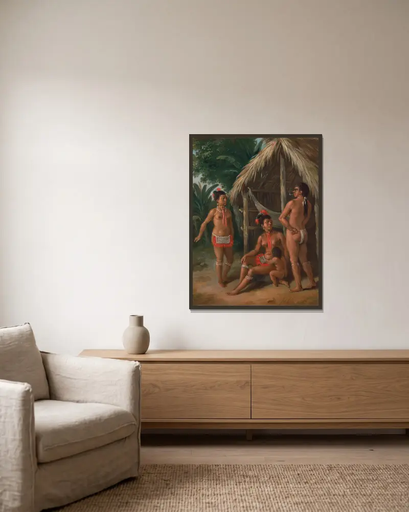 A Leeward Islands Carib Family Outside A Hut av Agostino Brunias inramad på en vägg