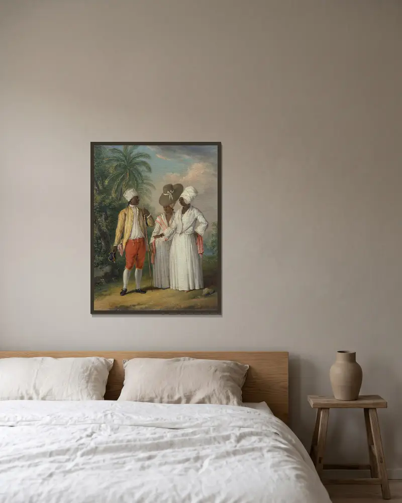 Free West Indian Dominicans av Agostino Brunias inramad på en vägg