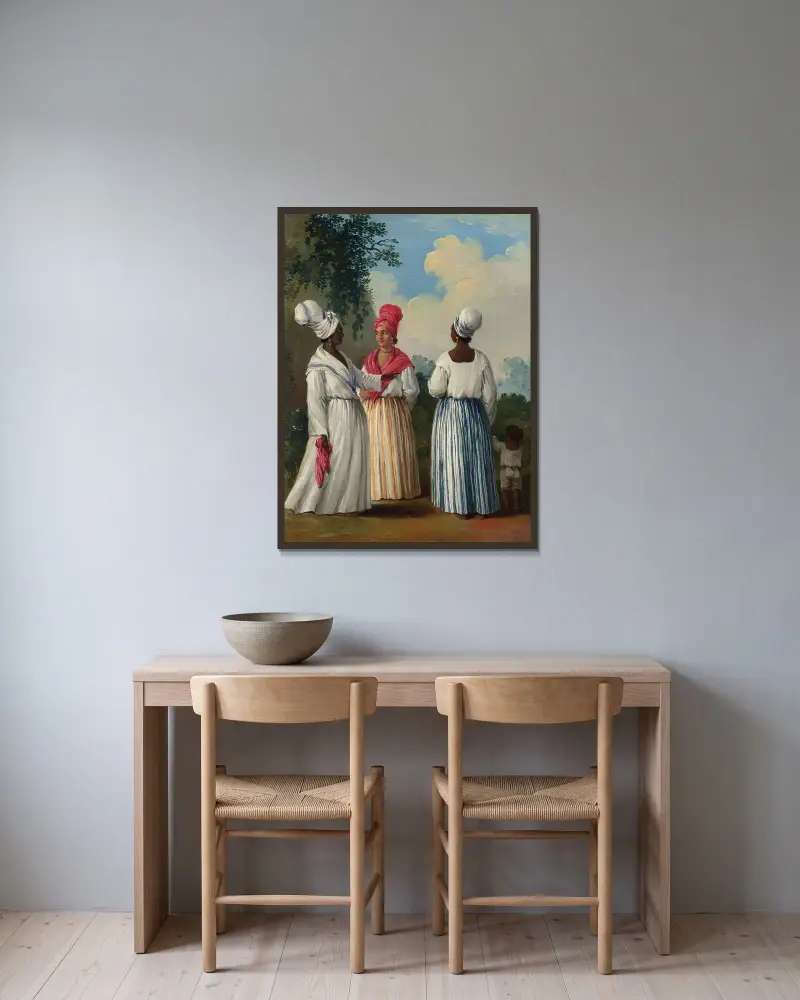 Free women of Dominica with child av Agostino Brunias inramad på en vägg
