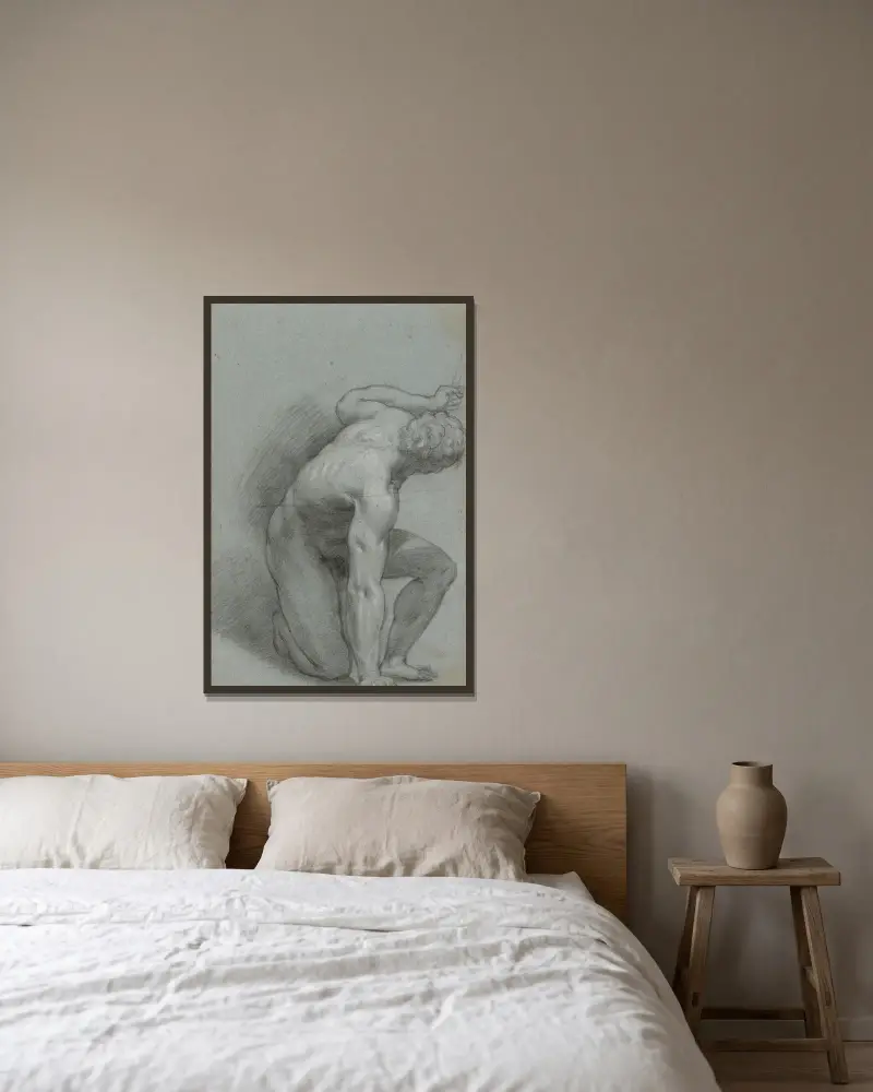 Klečící figura, Agostino Carracci v rámu na stěně