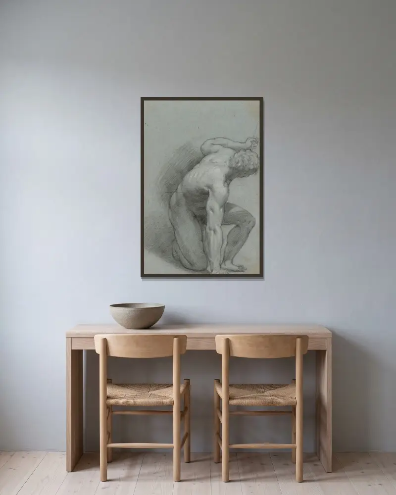 Klečící figura, Agostino Carracci v rámu na stěně