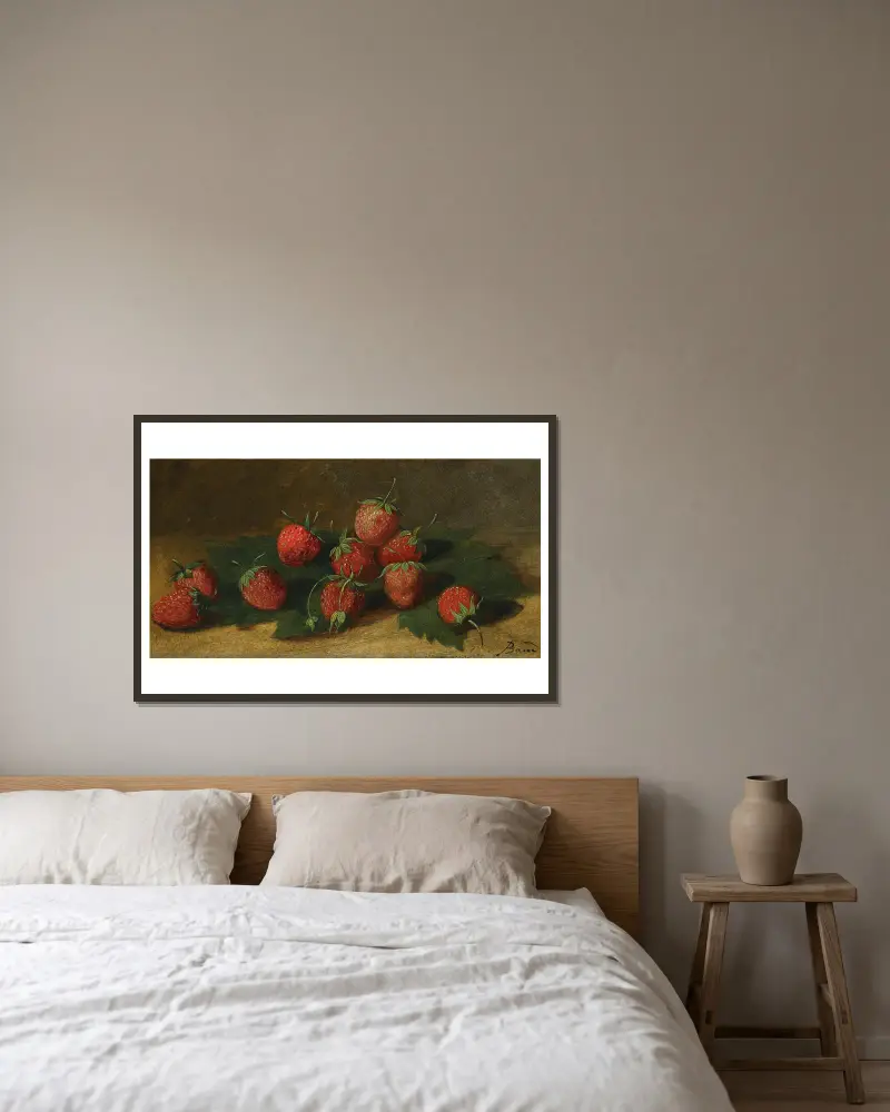 Erdbeerstudie von Paul-Jacques-Aimé Baudry gerahmt an einer Wand