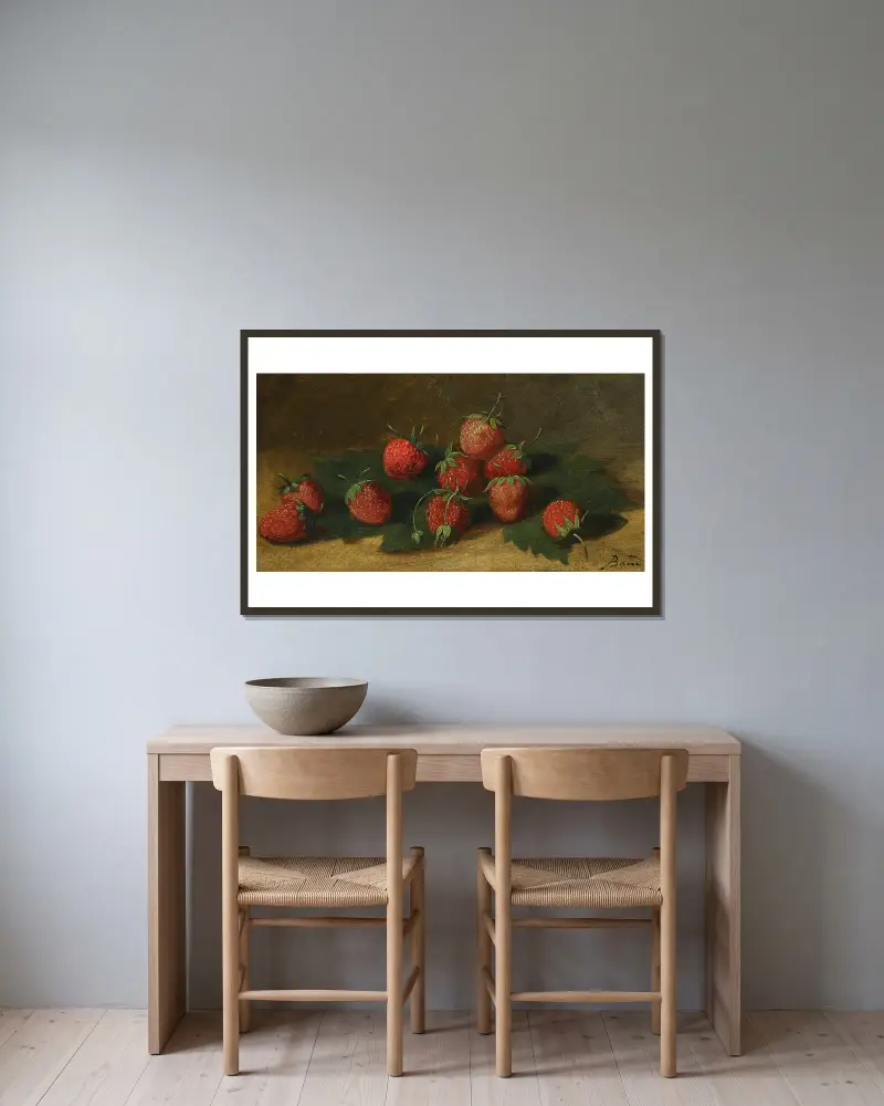 Erdbeerstudie von Paul-Jacques-Aimé Baudry gerahmt an einer Wand