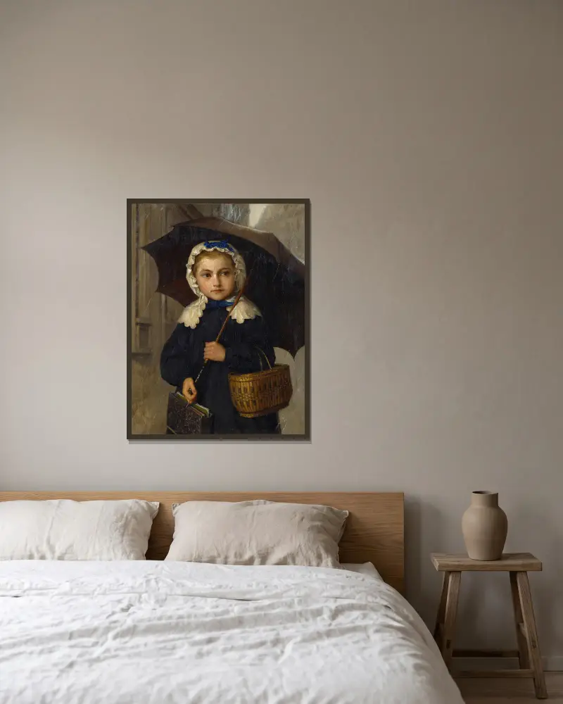 Louise Anker With An Umbrella av Albert Anker inramad på en vägg