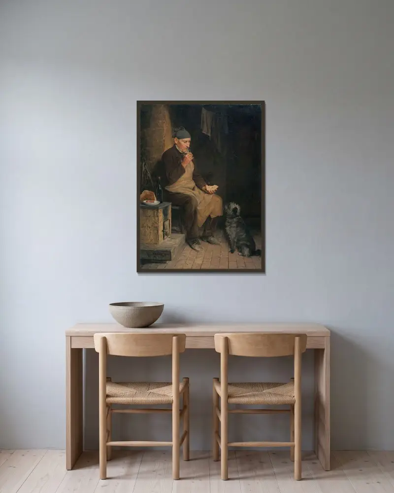 Old Man Taking A Rest av Albert Anker inramad på en vägg