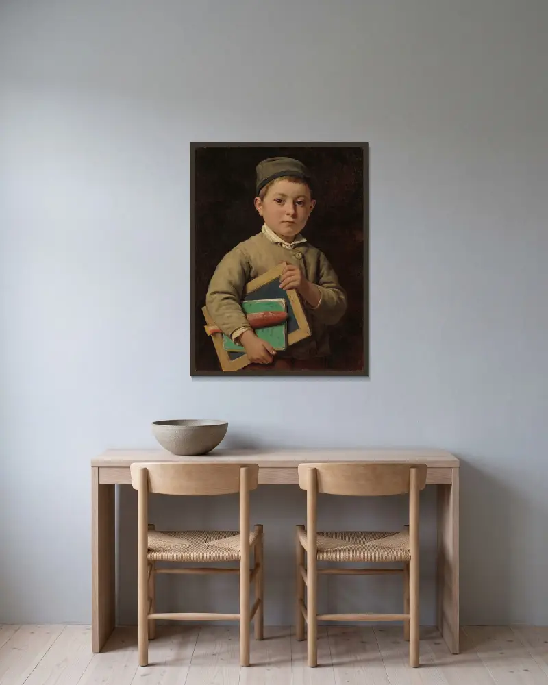 Školák, Albert Anker v rámu na stěně