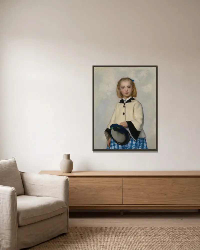 The artist’s daughter Louise av Albert Anker inramad på en vägg