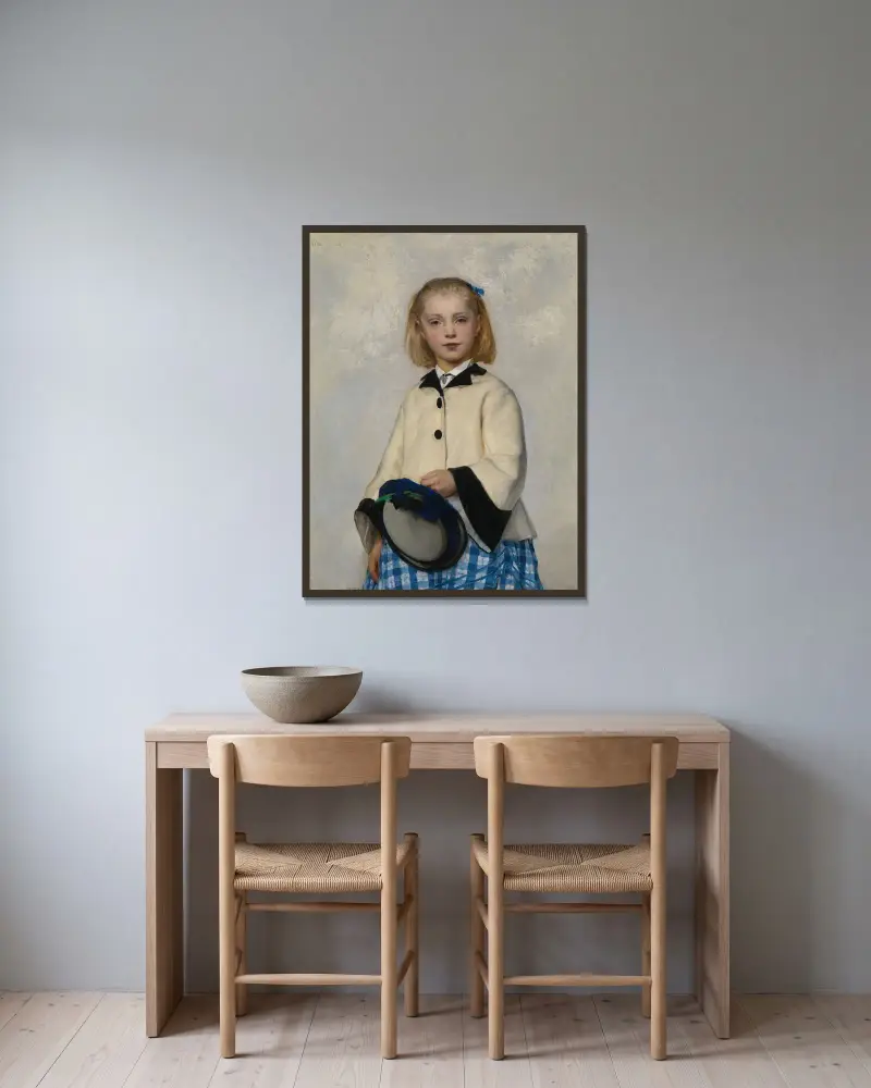 The artist’s daughter Louise av Albert Anker inramad på en vägg