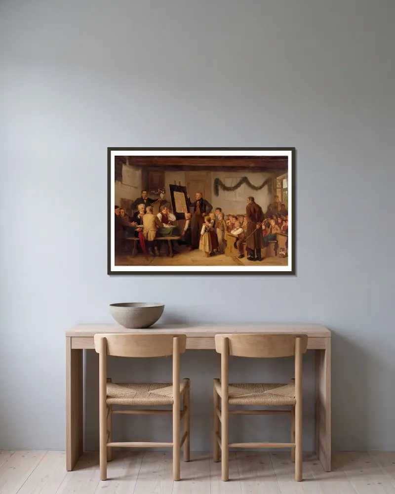 Die Schulprüfung von Albert Anker gerahmt an einer Wand