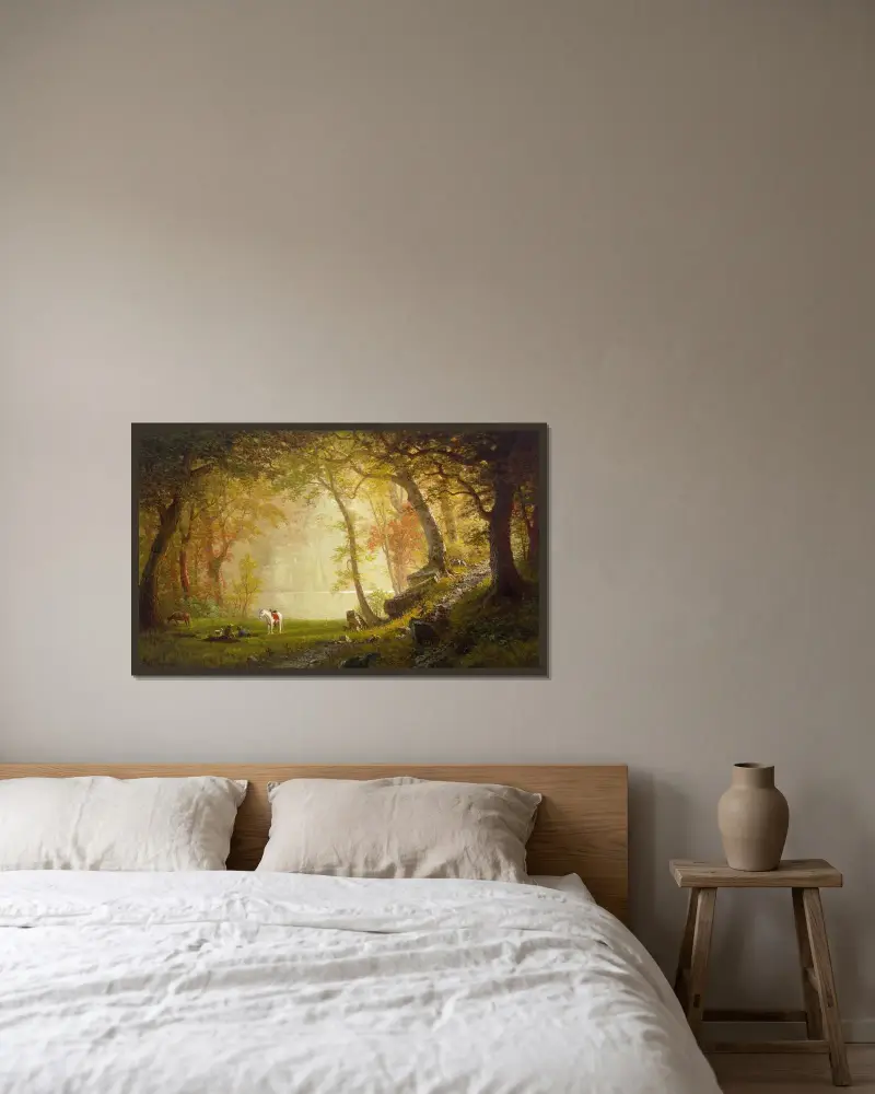 En rast på ritten av Albert Bierstadt inramad på en vägg
