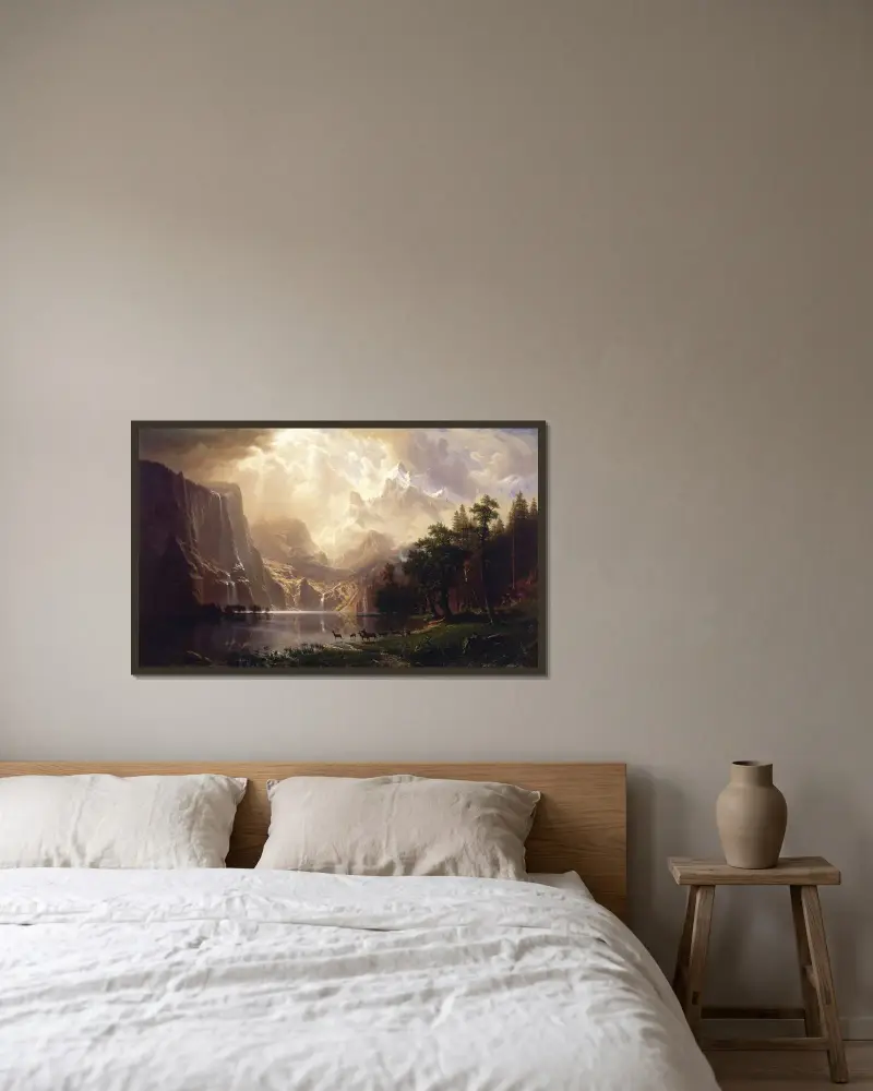 Bland Sierra Nevada, Kalifornien av Albert Bierstadt inramad på en vägg