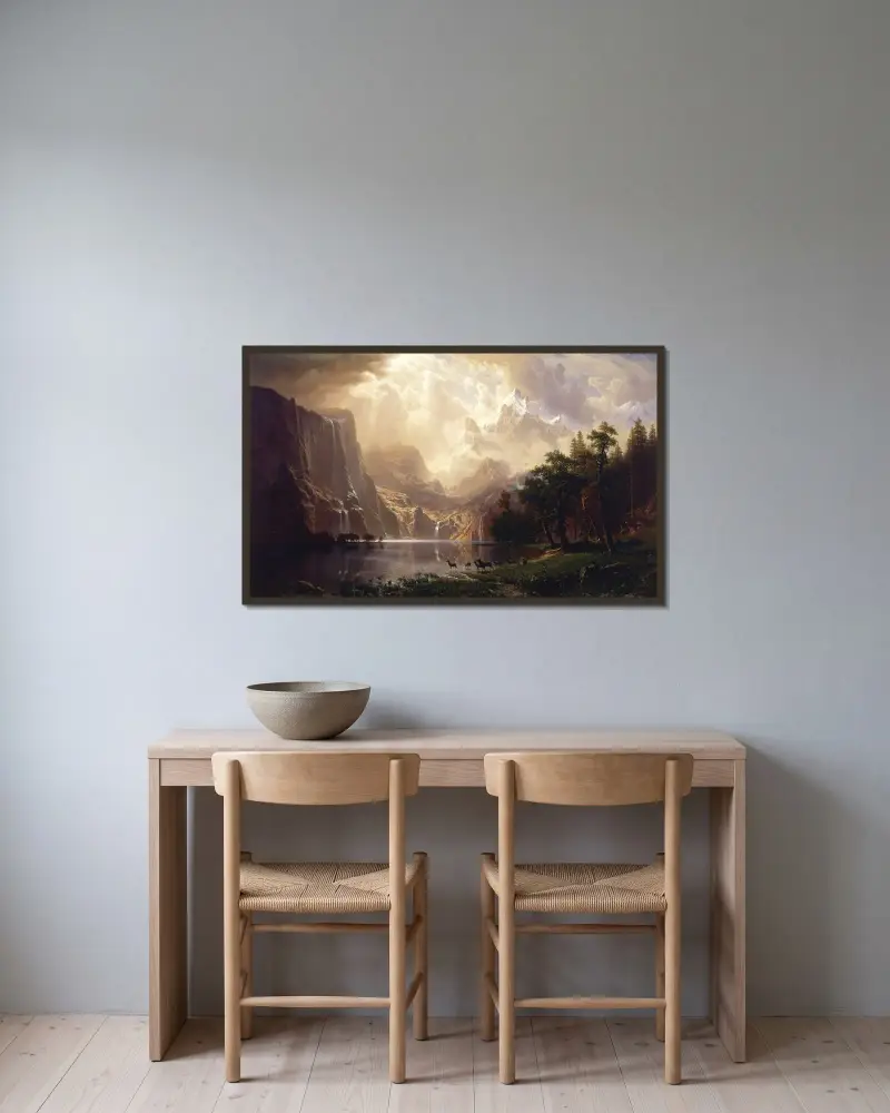 Bland Sierra Nevada, Kalifornien av Albert Bierstadt inramad på en vägg