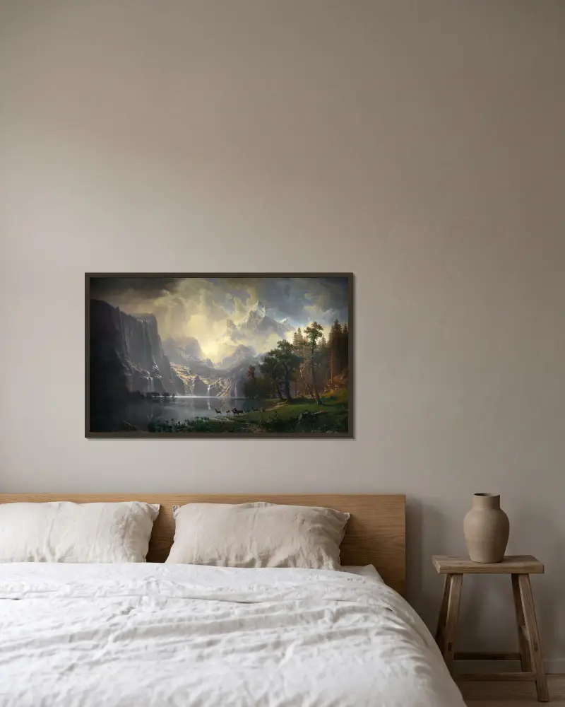 Bland Sierra Nevada, Kalifornien av Albert Bierstadt inramad på en vägg