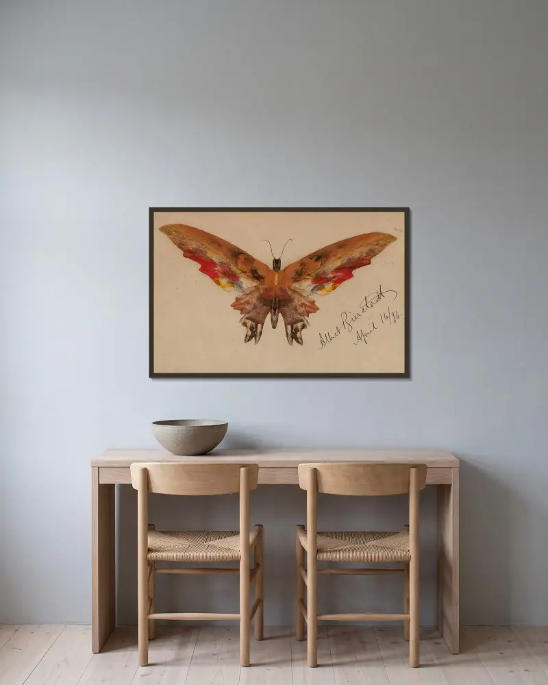 Schmetterling, 1896 von Albert Bierstadt gerahmt an einer Wand